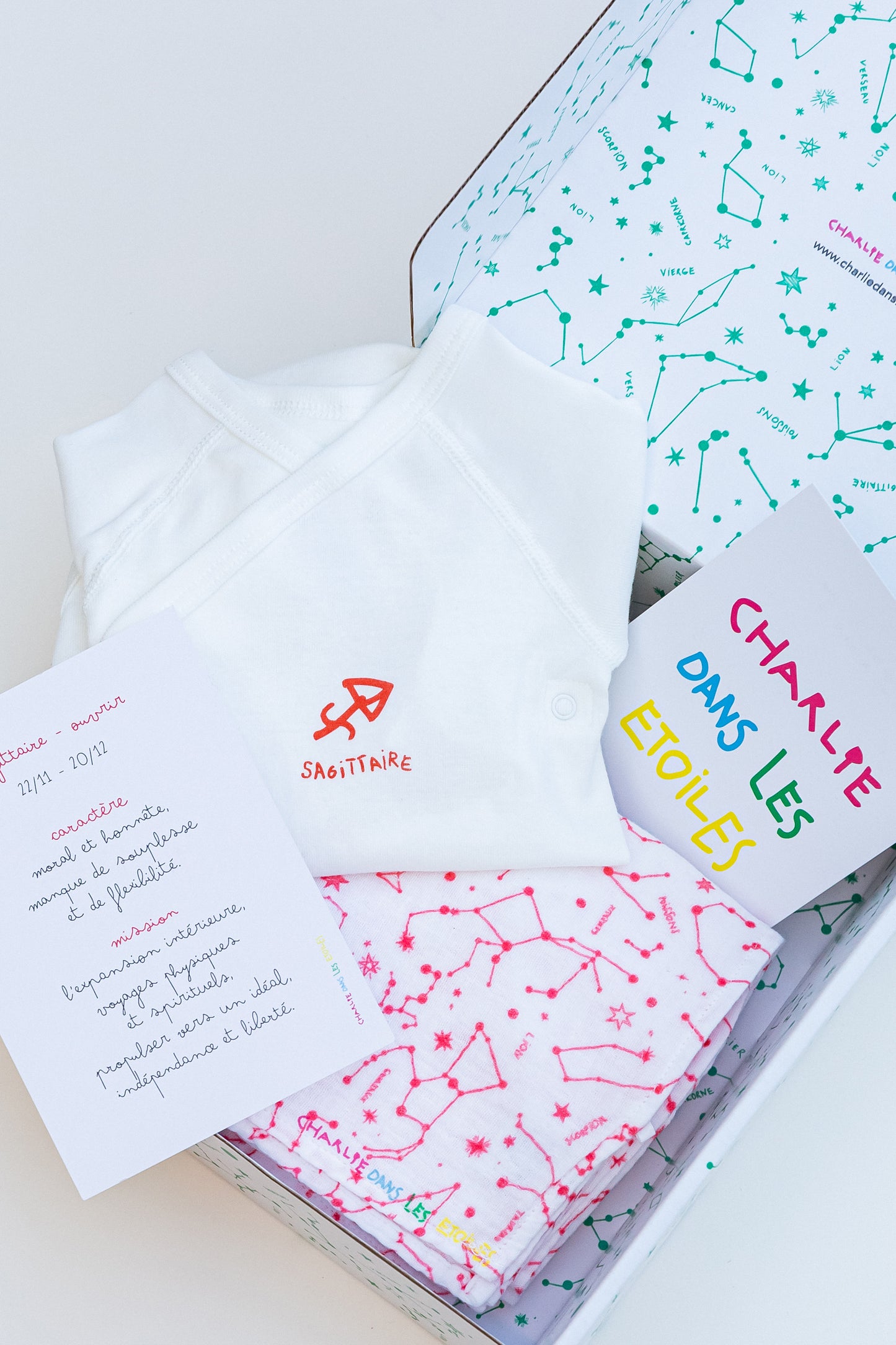 Box Naissance Bébé Sagittaire - Cadeau personnalisé en coton bio
