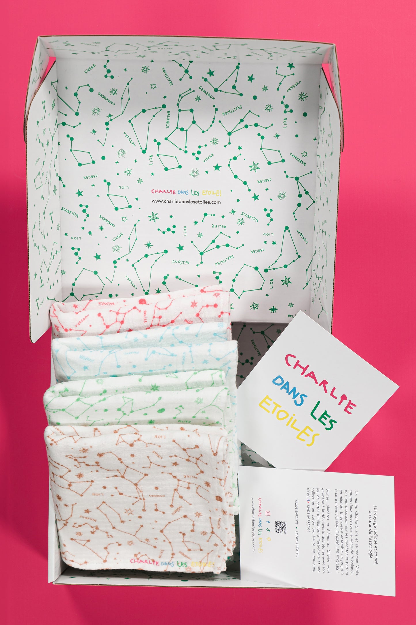 Box 4 langes Constellations - Cadeau de Naissance