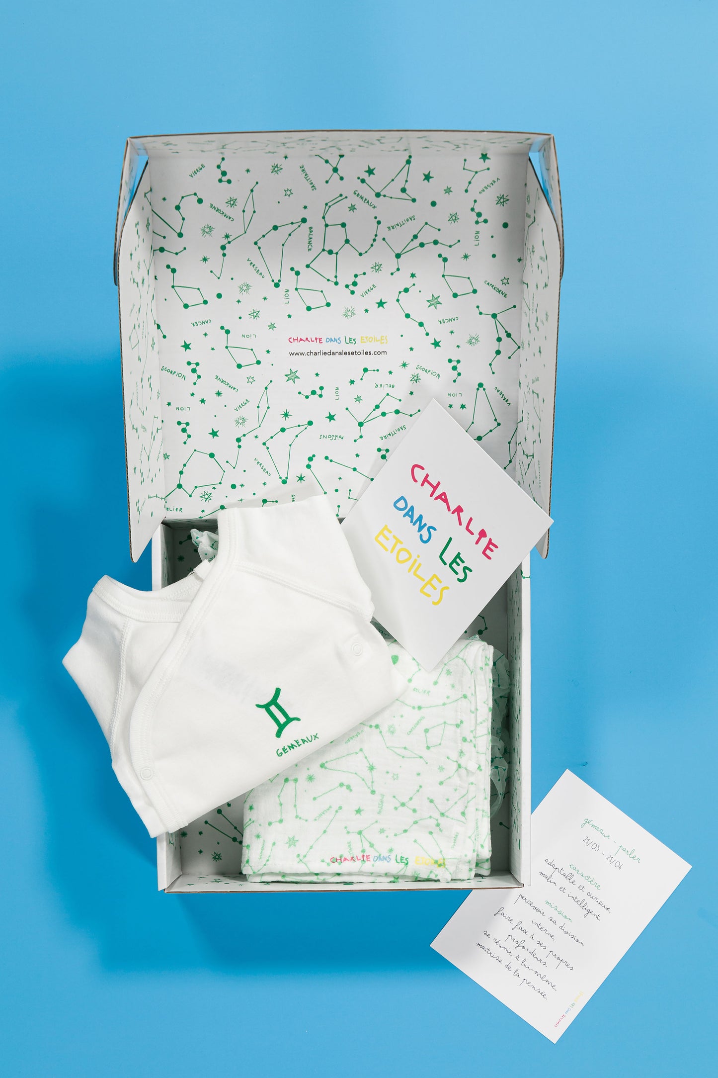 Box Naissance Bébé Gémeaux - Cadeau personnalisé en coton bio